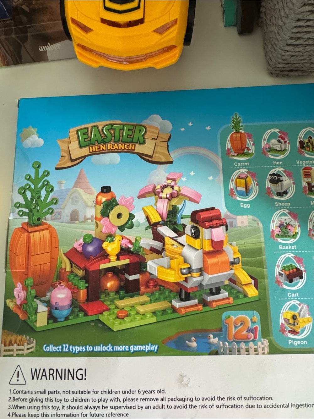 Easter Hen Ranch Building Set - Yellow, Orange, Pink